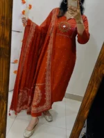 Women Cotton Blend Kurti Pant Dupatta Set