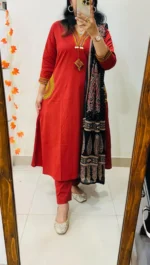 Ethnic Motifs Embroidered Regular Mirror Work Kurta with Trousers & With Dupatta - Image 4