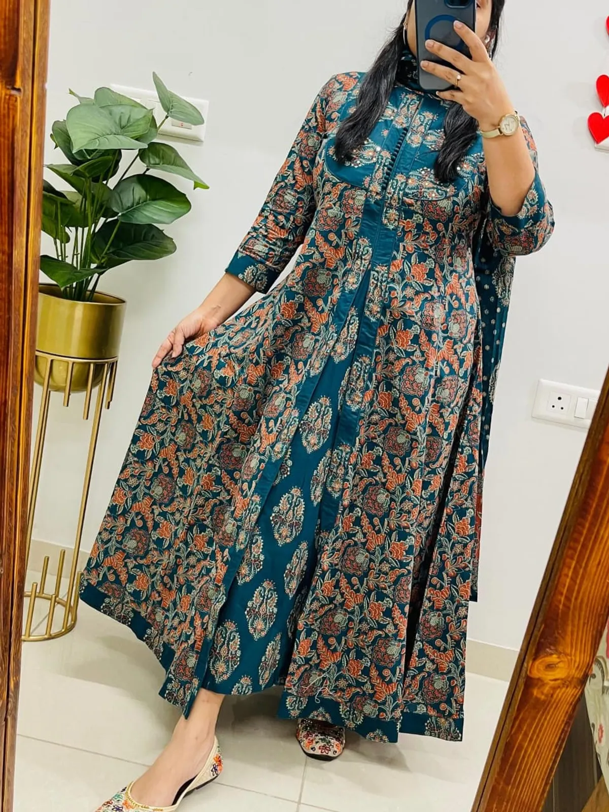 Blue Heritage Ajrakh Print Anarkali Kurti with Dupatta .. - Image 5