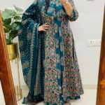 Blue Heritage Ajrakh Print Anarkali Kurti with Dupatta ..