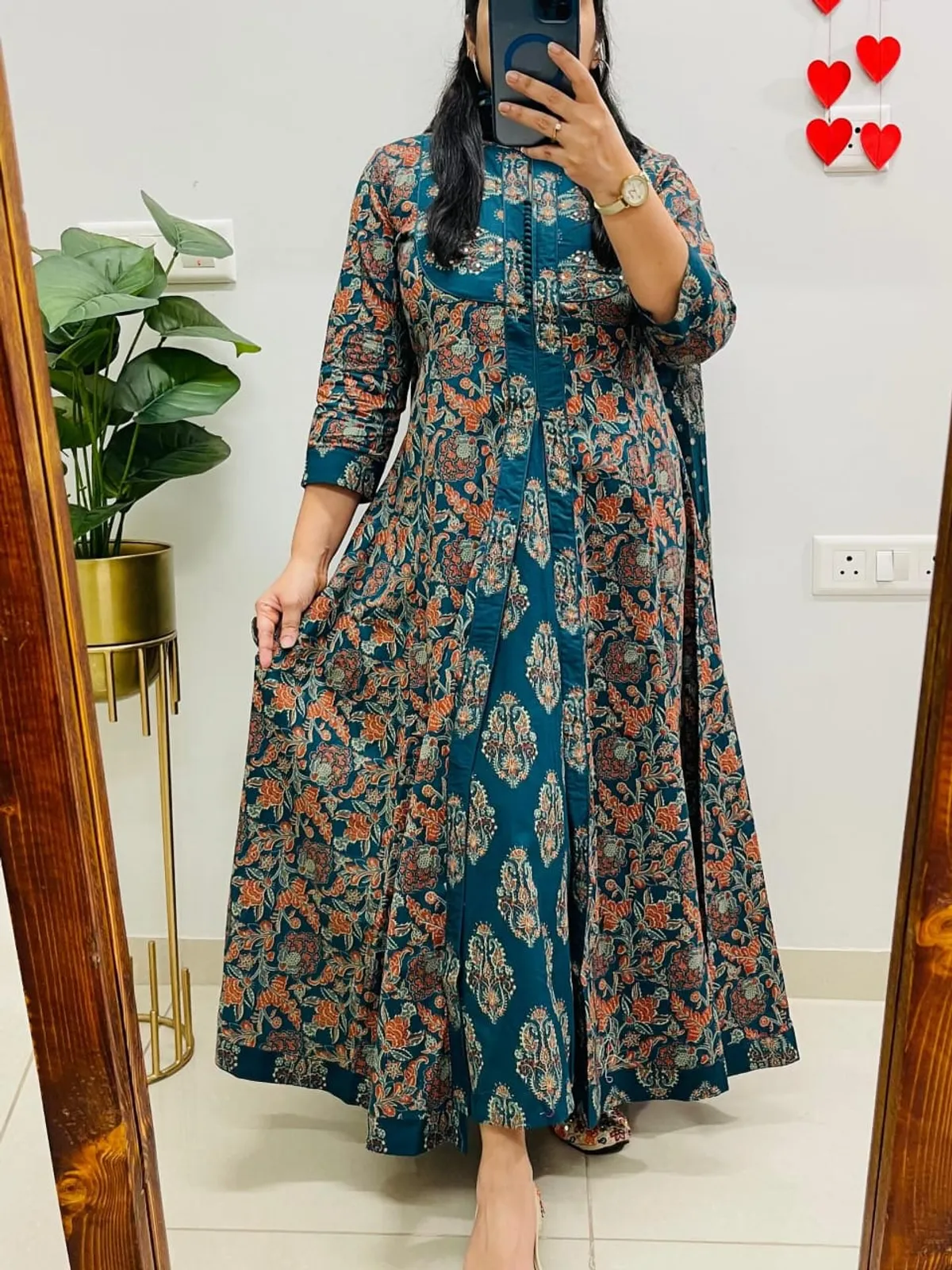 Blue Heritage Ajrakh Print Anarkali Kurti with Dupatta .. - Image 3