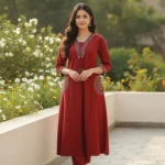 Women Ethnic Motifs Regular Thread Work Pure Cotton Kurta with Trousers