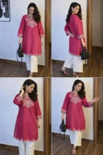 Trending Cotton Co-ord Set - Embroidered Kurti Plazo for ... - Image 5